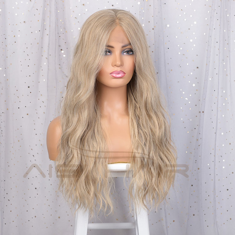 Aisi Hair New Design 24 Inch Long Wavy Synthetic Blonde Color Wigs Body Wave Front Lace Synthetic Hair Wigs For Black Women