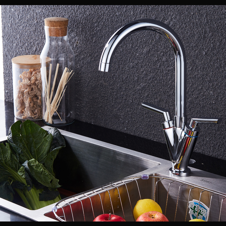 Popular Design seperate handle modern long neck sink brass kitchen faucet