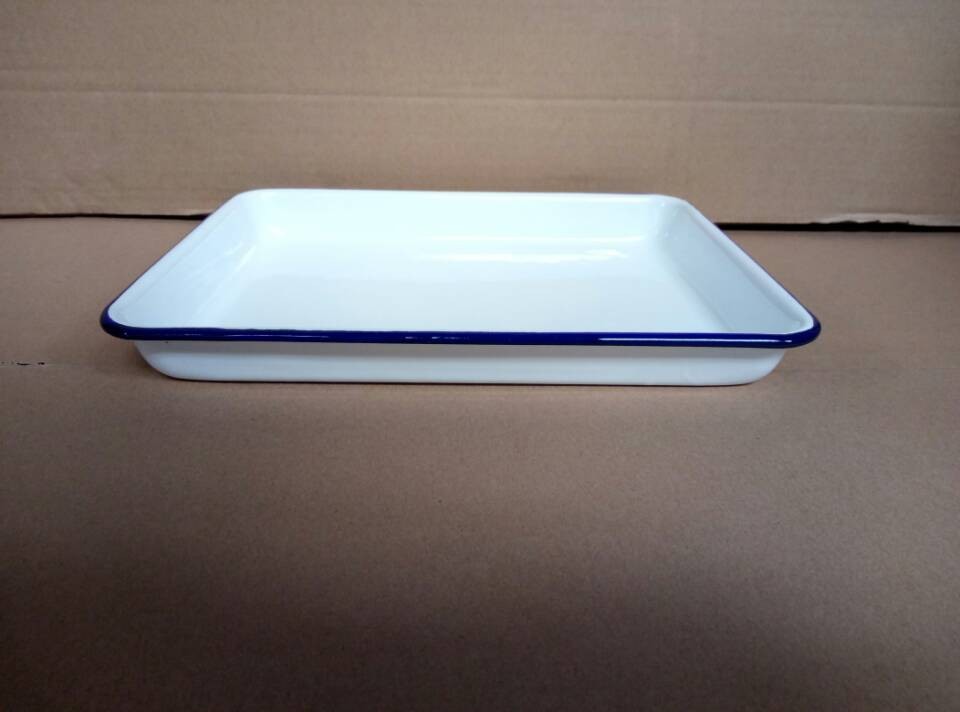 Logo and Color Customized Enamel Baking Tray with Rolled Rim