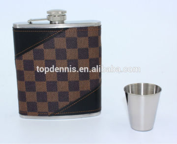 18oz stainless steel hip flask with leather cover