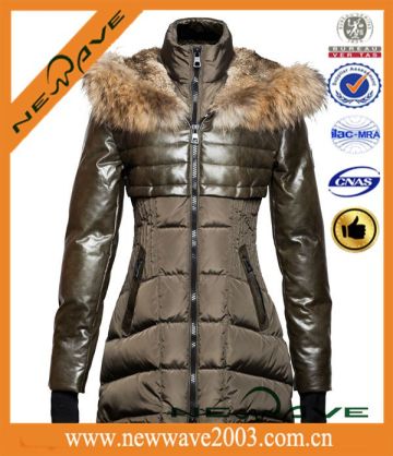 Slim Style Ladies Down Jacket With Fur Collar