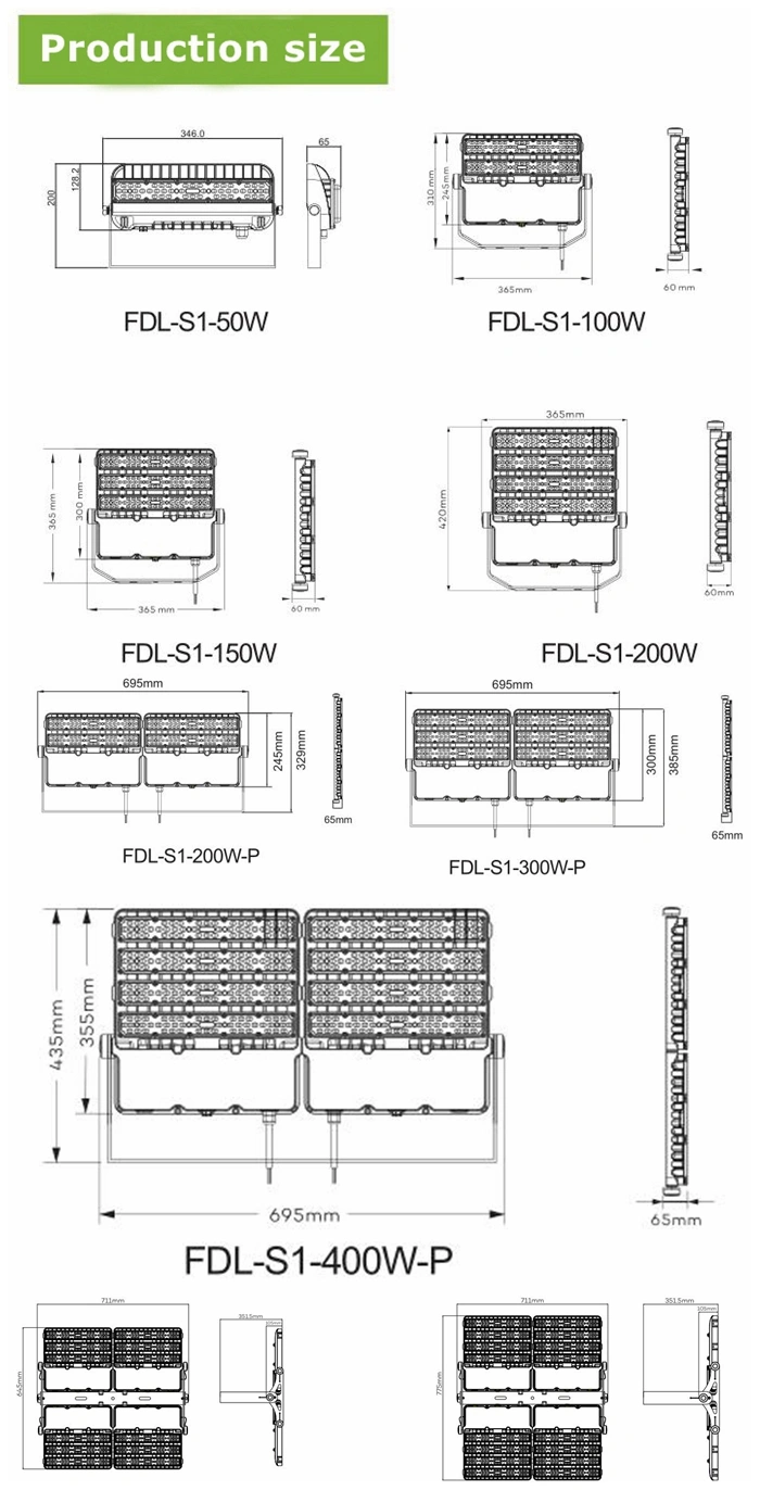 High Power 1000W LED Flood Light IP65 LED Industrial Light