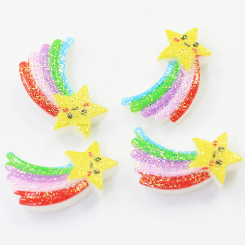 Cartoon Colorful Shooting Star 20*14mm Flatback Resins 100pcs/bag For Kids Toy Decor Handmade Craft Ornaments