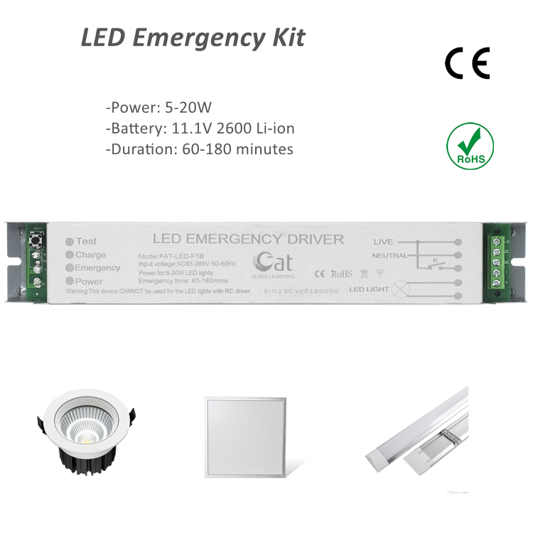 Kit d'urgence de sauvegarde de 90 minutes pour LED