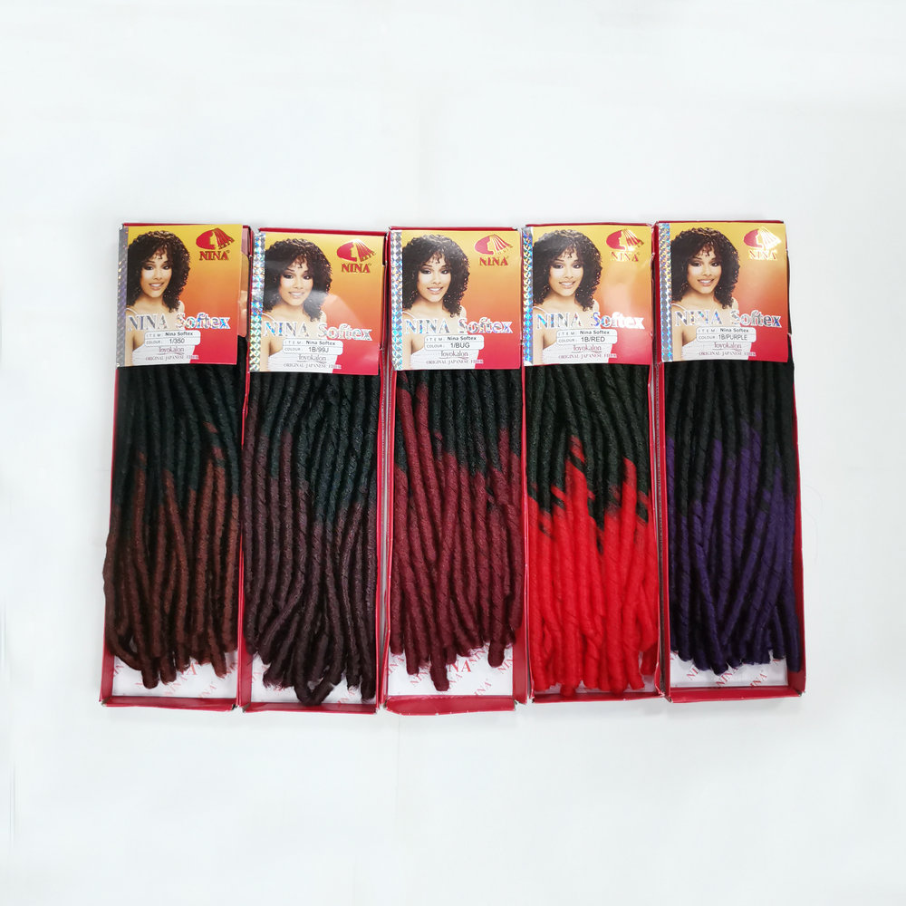 Ombre color 14" Orgao Cabelos Cacheado Dread Original Nina Softex Crochet Braids