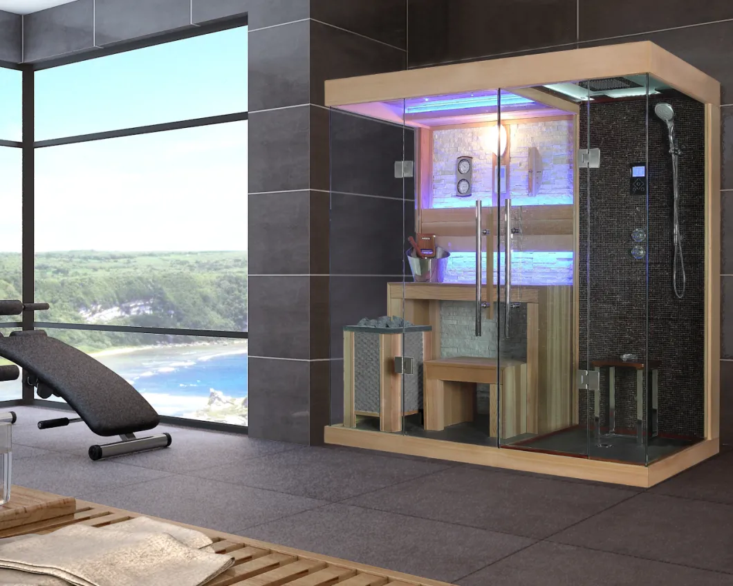 Deluxe Design with Glass Door Enclosed Steam Room Sauna Shower