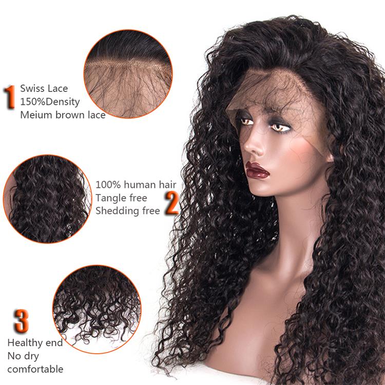 Best Real Remy Hair Indian 100% Human Hair Wigs Raw Curly Wave Hair 360 Lace Wig