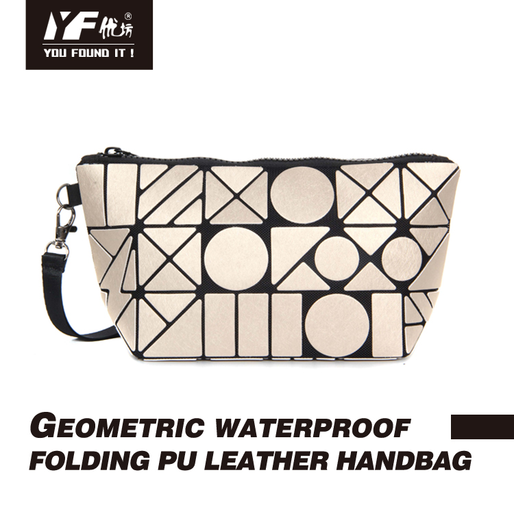 Geometric waterproof folding PU leather evening handbag