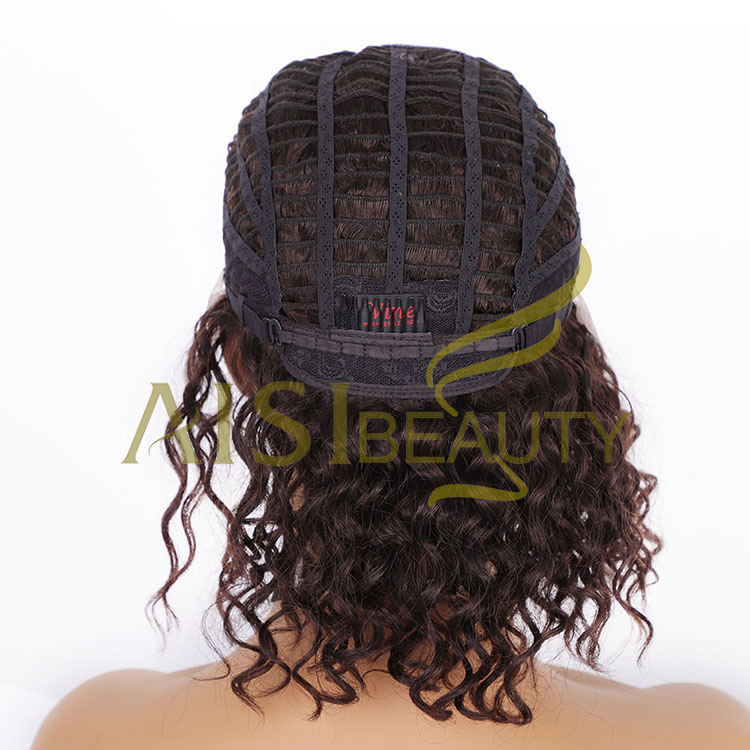 Aisi Beauty Cheap Vendor Short Bob Front Lace Wigs Curly Wave Brown 100% Brazilian Human Hair Lace Front Wigs For Black Women