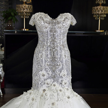 Mermaid wedding dress lace stonework handwork wedding dress ball gown