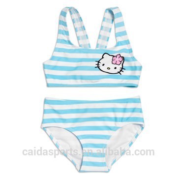 Sky blue baby girl swimwear suit with hello kitty printing