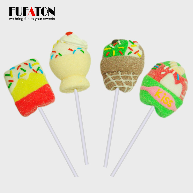 Fruit flavored Beautiful 3d rose marshmallow lollipop candy with sticks