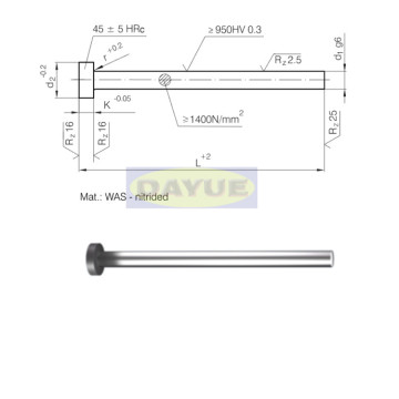 DIN 1530 - Goupille d&#39;éjection ISO 6751 nitrurée