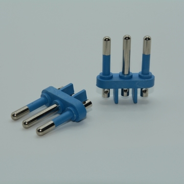 Premium Hollow Brass 3 Pins Round Plug Insert - Italy 3 Pins Electrical Plug Insert