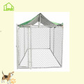 Chain link fence dog cage with customizable roof