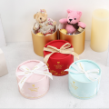 Red Round Velvet Cylinder Box with Ribbon