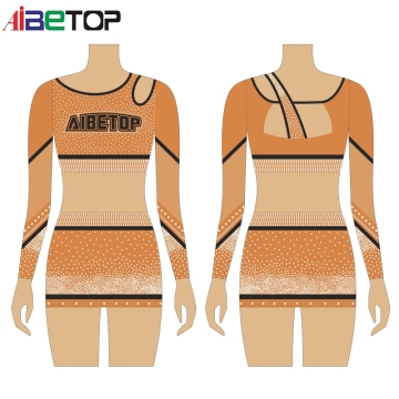 Elite Orange Short Sleeve Cheer Uniforms for Competitions