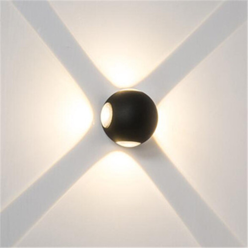 Black Ball Four Bulb LED Outdoor Wall Light