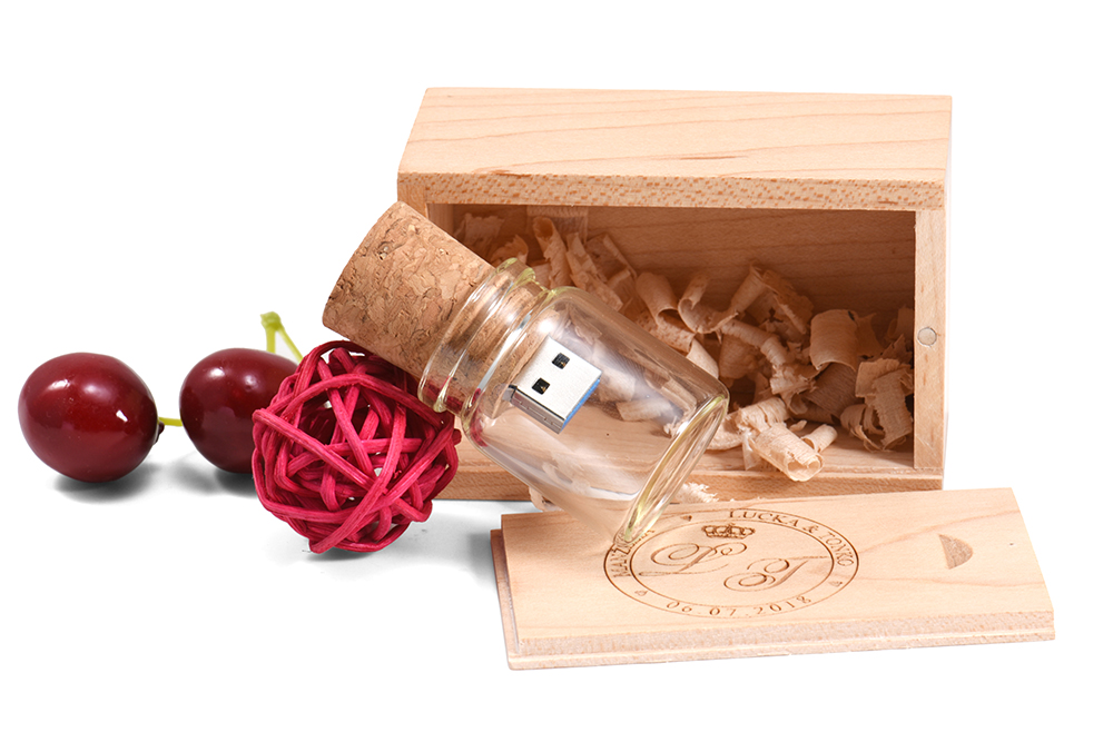 زجاجة الفلين الزجاجية pendrive