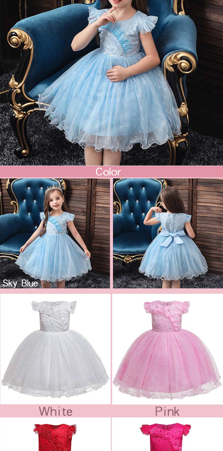 2020 Summer Pink Flower Princess Toddler Girl Party Dresses Comfortable Baby Girls Dresses
