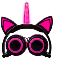 Dibujos animados Unicornio Cat Ear Kids LED Auriculares para niños