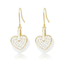 Romantic love heart drop earring with CZ diamond3