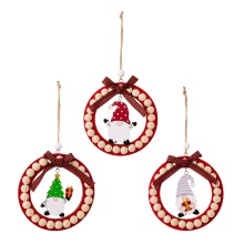 Christmas Decorations: Wooden Wreaths, Tree Pendants, Santa & Dwarf Ornaments, and Bead Strings