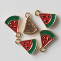 Großhandel Gold Plated Watermelon Slice Charms Emaille Sommer Fruit Slice Charms Anhänger DIY Schmuck Machen Handwerk Geschenke