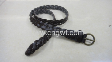 Black Color Pin Buckle Braided Belts 