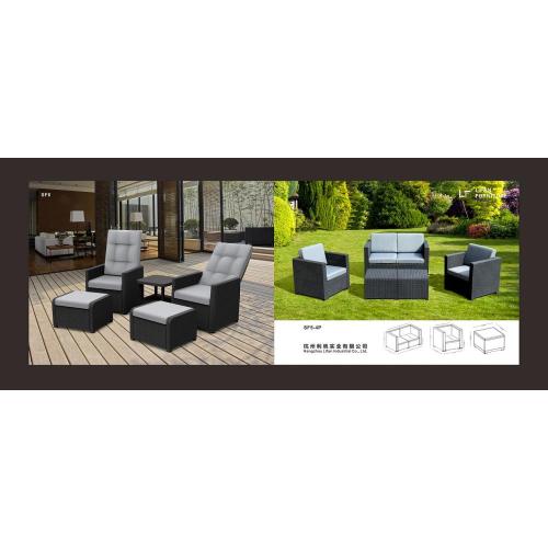 PP adjustable back rattan sofa set for pool