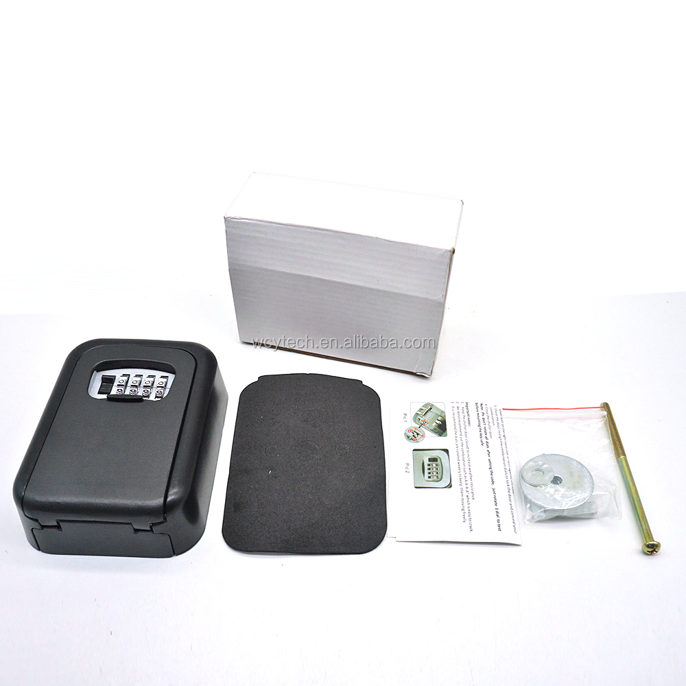 High zinc alloy posscode safe box key lock wall mounted key storage safe box with 4 screws