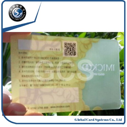 CR 80 transparent plastic card , transparent PVC card