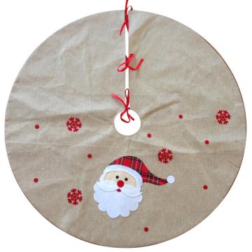 Christmas burlap tree skirt with santa pattern