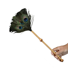 Artisanal Purple Feather Duster with Bamboo Root Handle for Home Decor and Cleaning