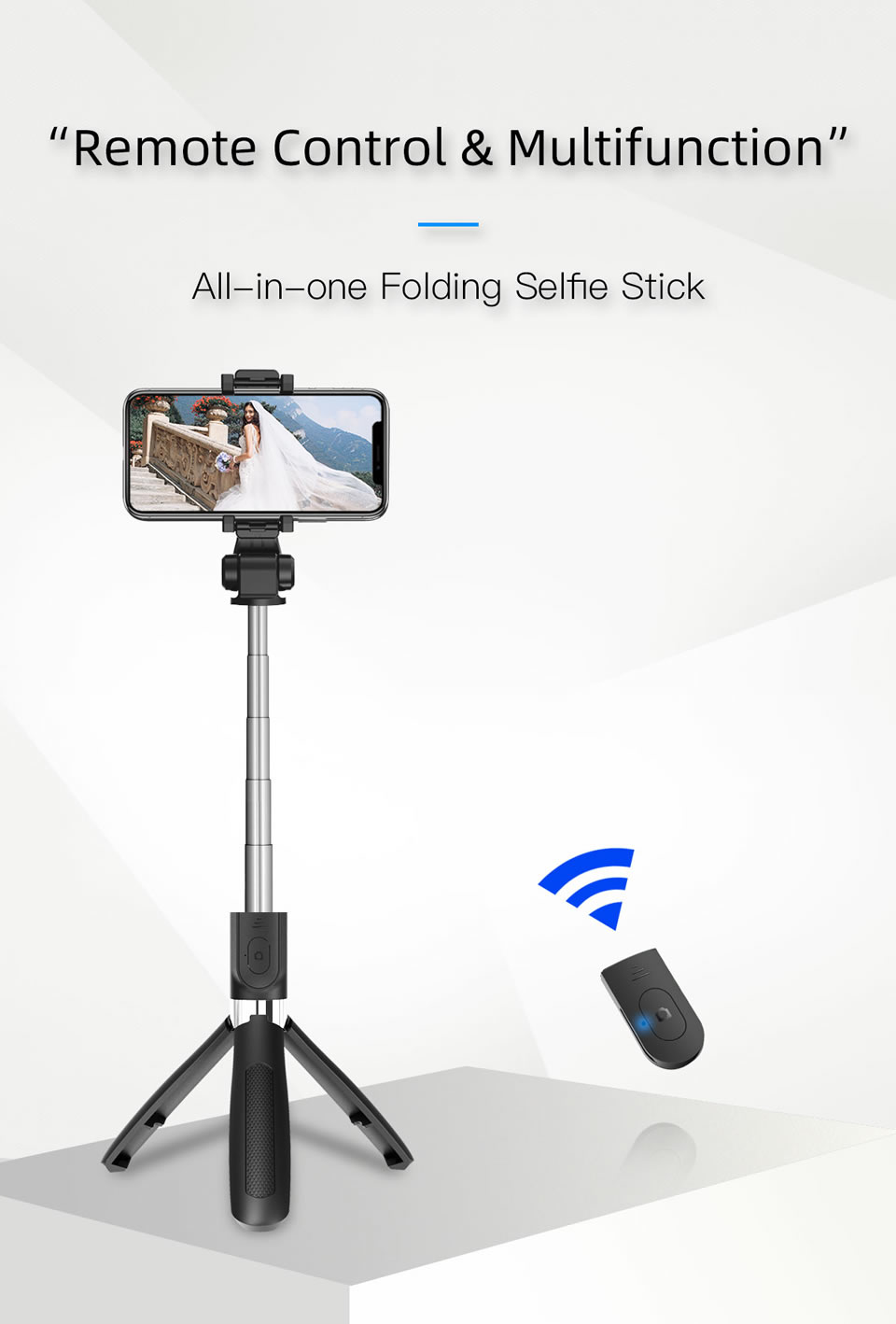 Selfie Stick Tripod With BT Wireless Remote Plastic Alloy Self Stick Phone Smartphone Selfie-stick