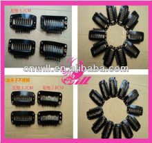 wholesale snap clips 9 teeths black clips hair extension snap clips