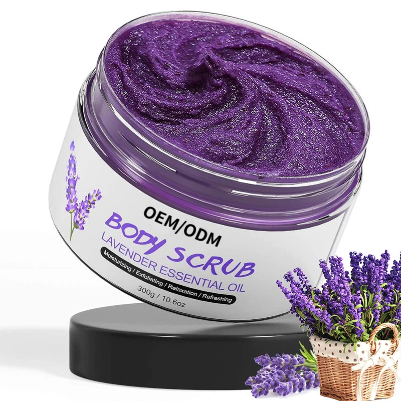 Private label Lavender Body Scrub Wholesale Vitamin C Whitening Moisturizing Exfoliating Body Scrub