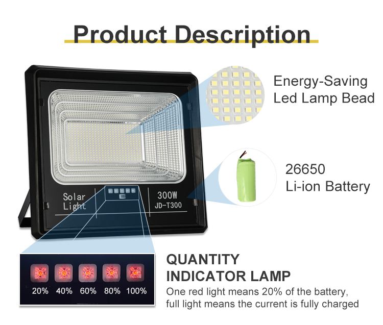 50w 6v IP65 Light induction Intelligent remote control outdoor solar led flood light