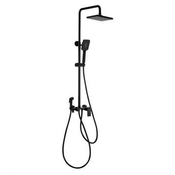 Wall Mounted Black Brass Bathroom Waterfall Shower Set