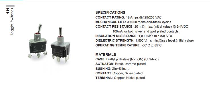 1H high current sealed toggle switch