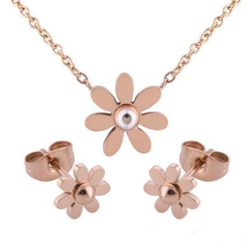 Fashion Costume Jewelry Lovely Flower Earrings Necklace Set