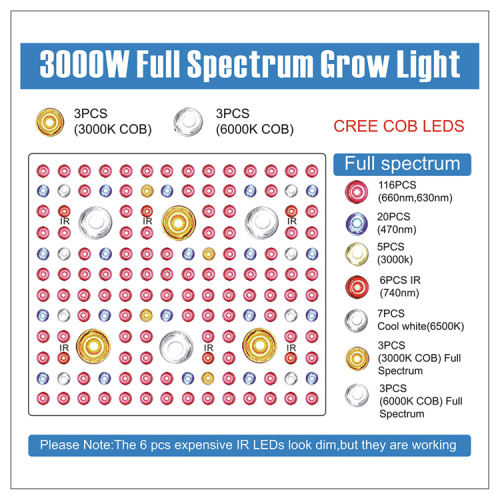 Luz de cultivo LED COB de alta potencia 3000W