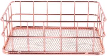 Rose Gold Basket Makeup Organizers Box