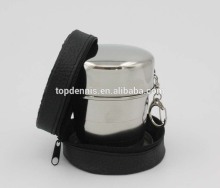 250ml stainless steel folding cup with leather covered