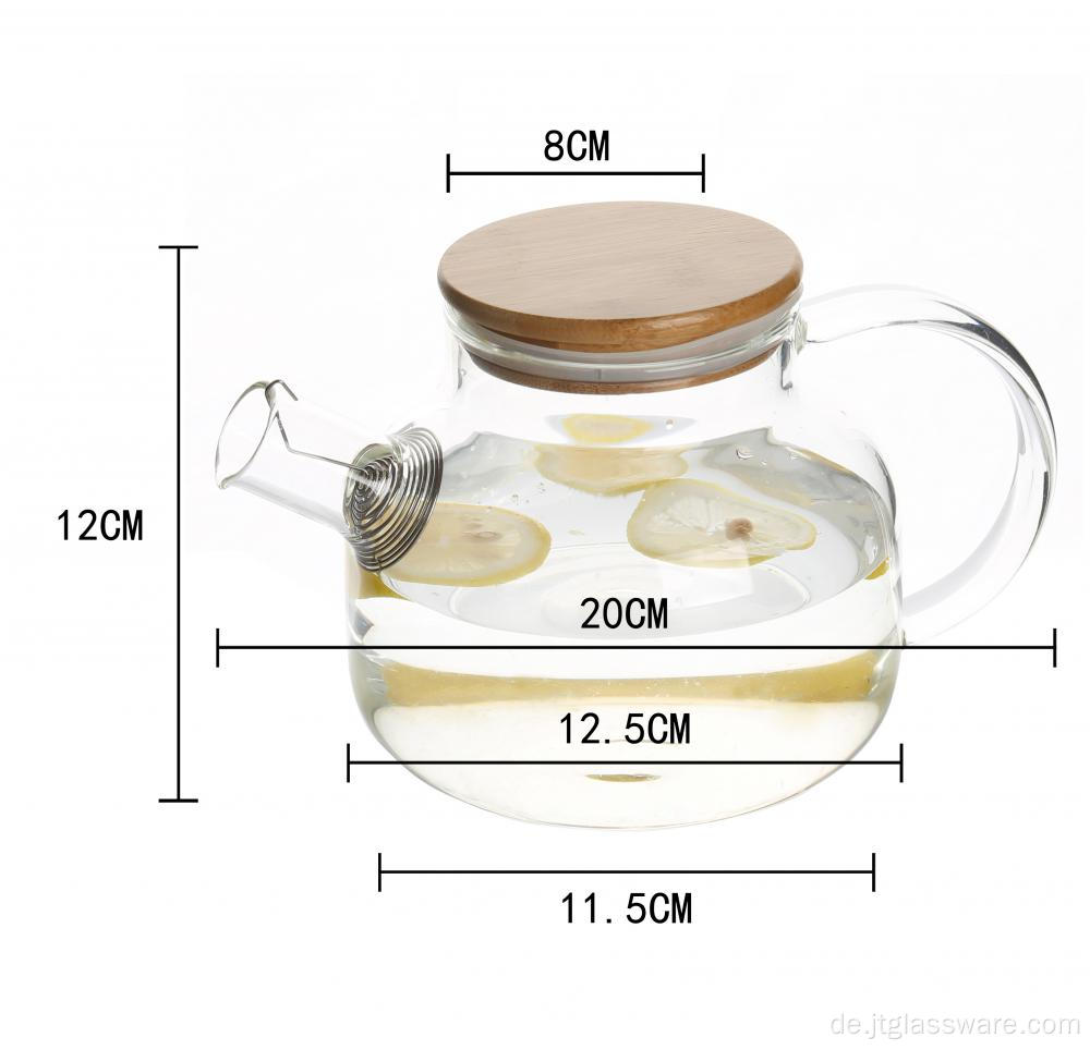 Teekanne aus Borosilikatglas mit Bambusdeckel