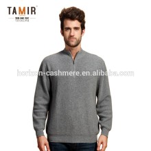 Men's Basic Casual Cashmere Pullover, Grey Knitted Casual Pullover