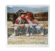 2014 new design Acrylic liquid frame photo snow globe
