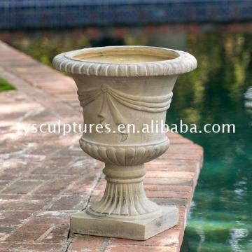 Cheap simple marble flower pots with pedestal for sale