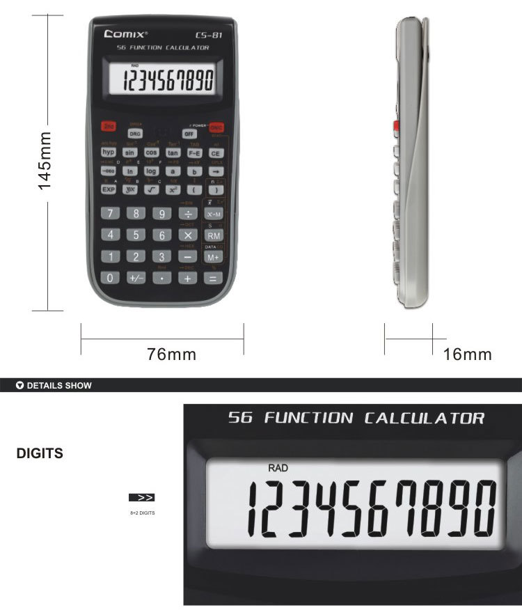 Comix Original Factory High Quality with Cheap Price CS-81 Scientific Electronic Calculator