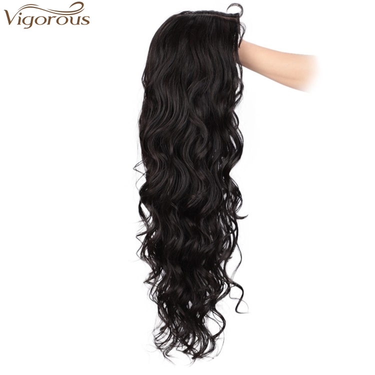 Vigorous High Temperature Long Body Wavy Wig Middle Part Synthetic Natural Black Wigs For Black Women Wholesale Price